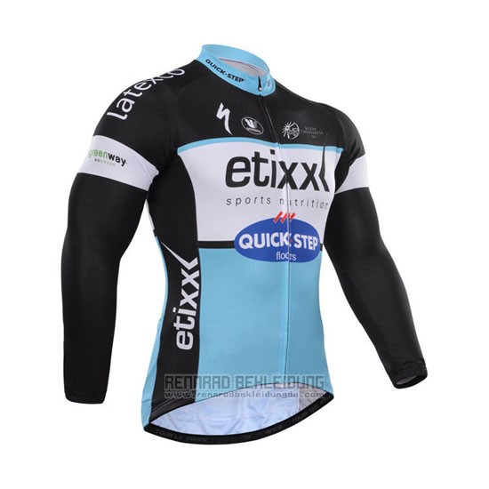 2015 Fahrradbekleidung Etixx Quick Step Shwarz und Wei Trikot Langarm und Tragerhose